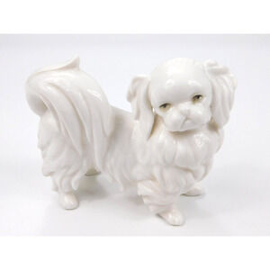 Vintage 4" Tall ARDALT LENWILE Porcelain China White Pekinese Dog Figurine